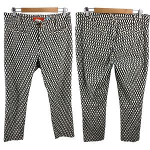 Cartonnier by Anthropologie Sz 10 Charlie Ankle Pants White Black Printed Chino
